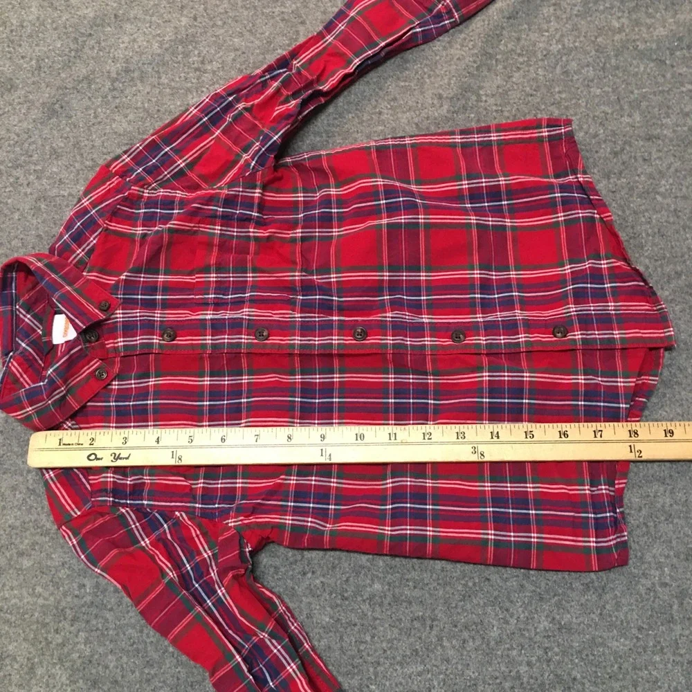 Gymboree Plaid Button Down Shirt Boys Size‎ 6 Red Navy Green Long Sleeve Woven